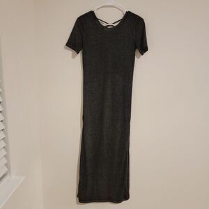 Fashion Nova Midi Dress Size Small S New Gray Mineral‎ Wash Side Slits Low Back